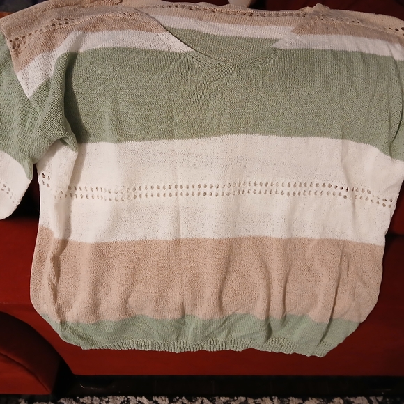 Not Rated Green and Tan V-Neck Sweater - Picture 2 of 4